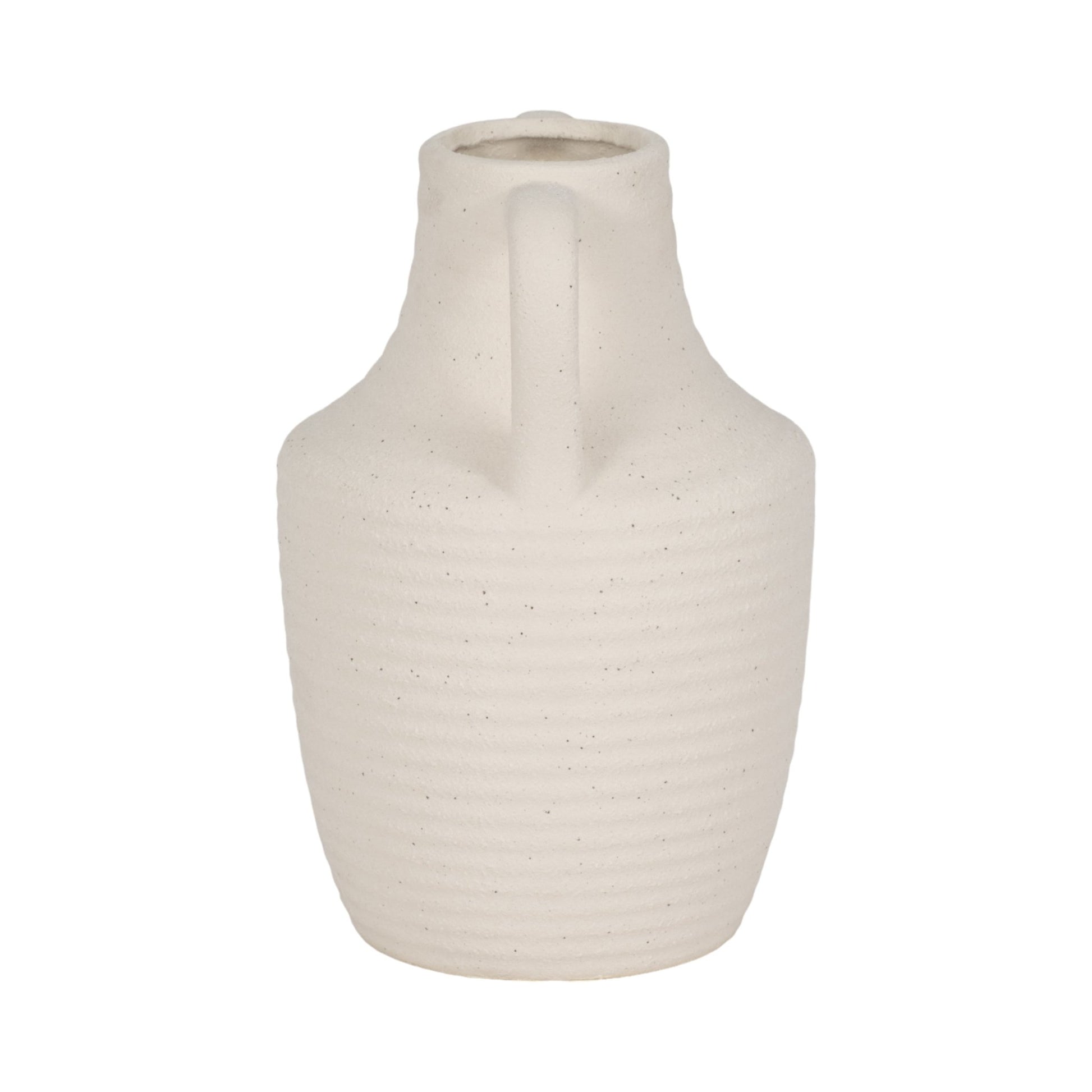 9" Jug Vase W/ Handle Rough Texture, Ivory Vases and Jars| Sagebrook Home
