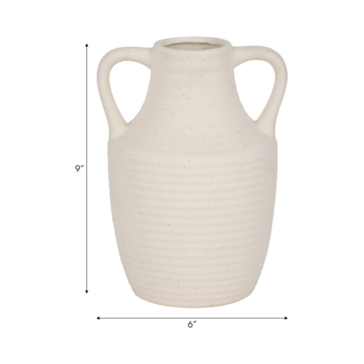 9" Jug Vase W/ Handle Rough Texture, Ivory Vases and Jars| Sagebrook Home