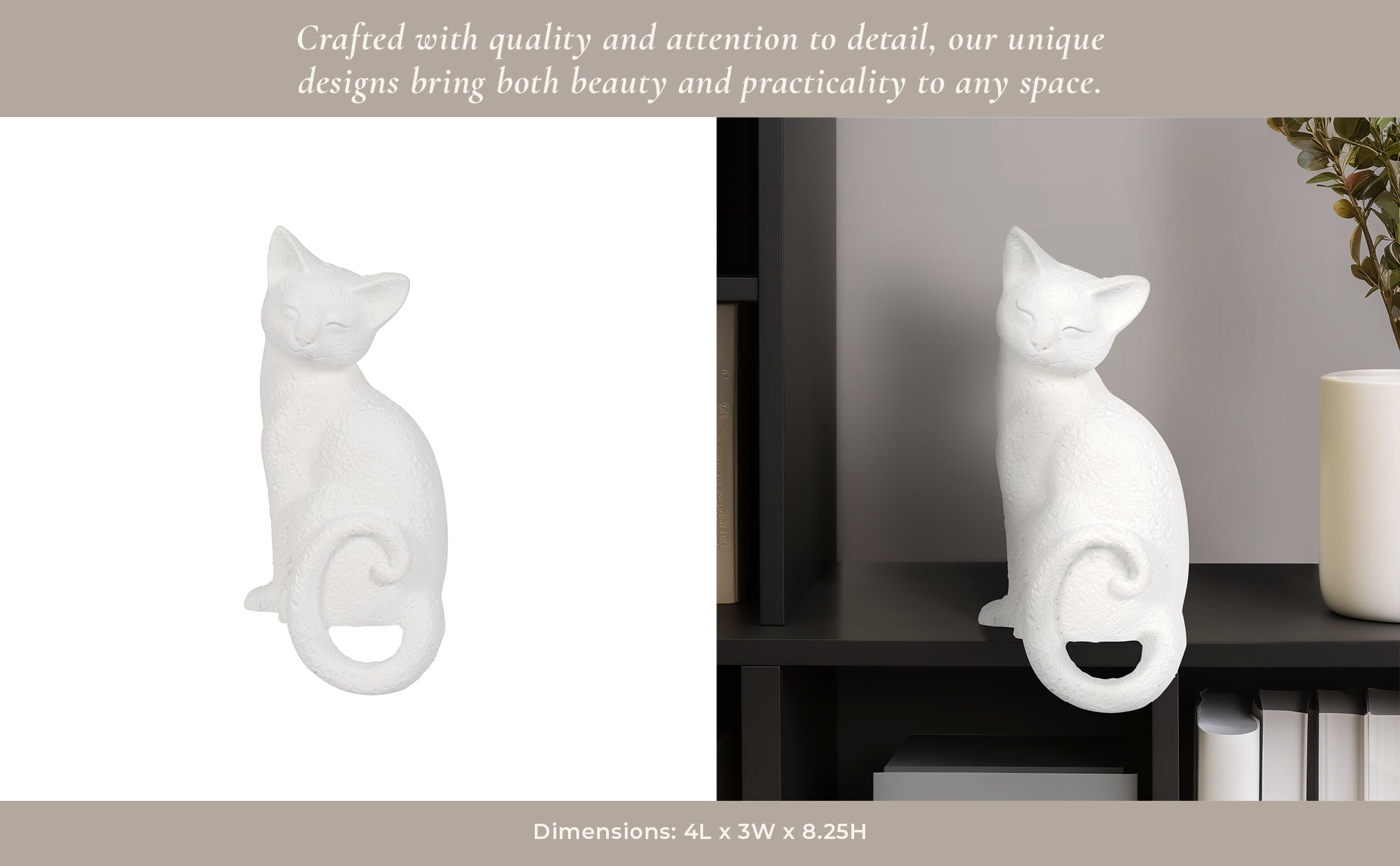 9" Kitty With Hanging Tail, White Table Decors| Sagebrook Home