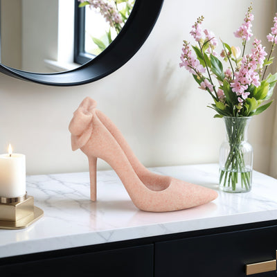9" Laxmi Pink Quartz Resin High Heel Statuary - Al Rugaib Furniture