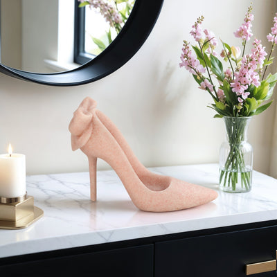 9" Laxmi Pink Quartz Resin High Heel Statuary - Al Rugaib Furniture