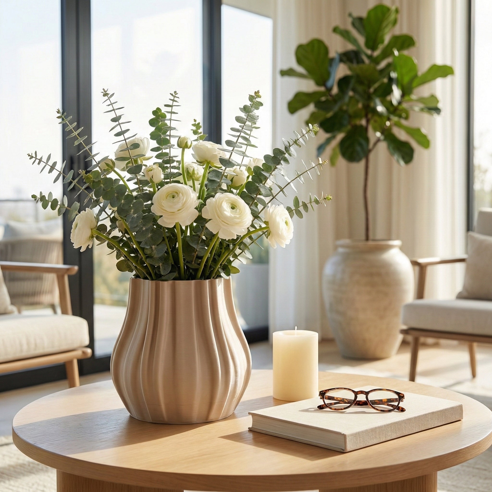 9" Maisley Small 3d Printed Vase, Cream Vases and Jars| Sagebrook Home