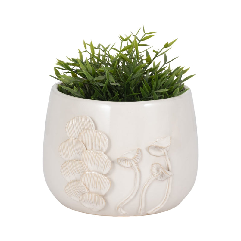 9" Mushroom Applique Planter, Ivory - Al Rugaib Furniture