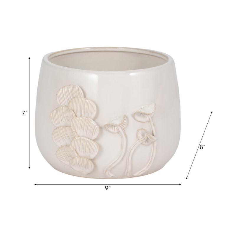 9" Mushroom Applique Planter, Ivory - Al Rugaib Furniture