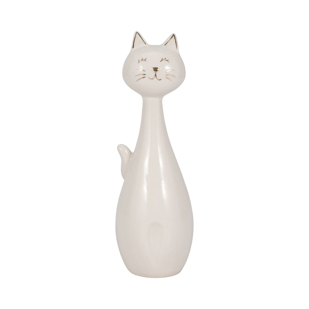 9" Sitting Kitty, White/gold Table Decors| Sagebrook Home