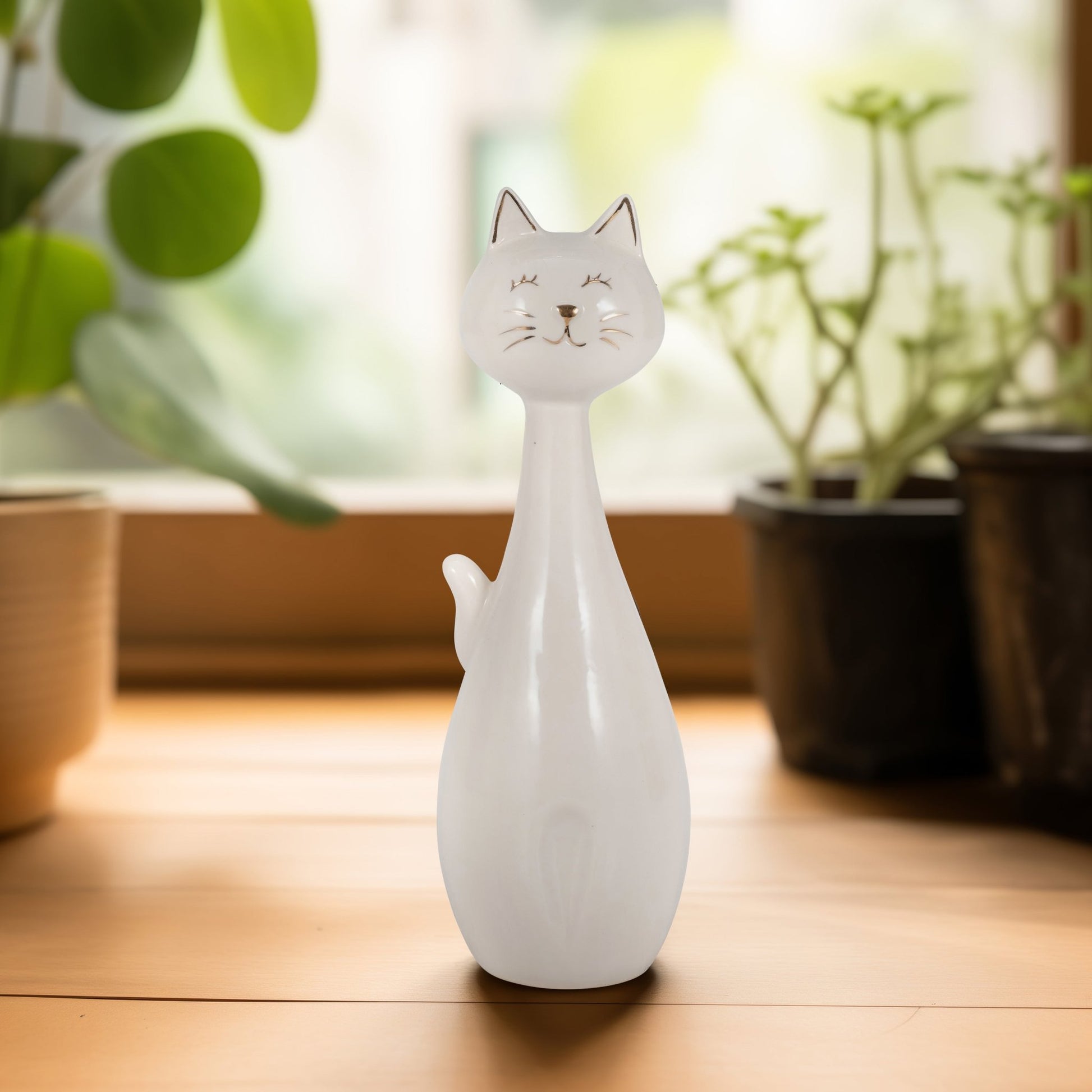 9" Sitting Kitty, White/gold Table Decors| Sagebrook Home