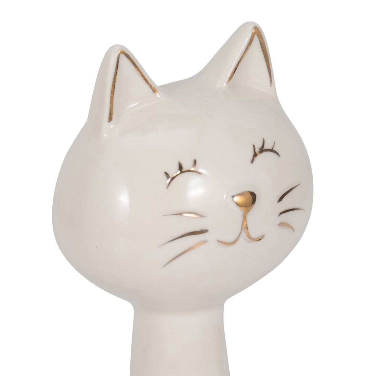 9" Sitting Kitty, White/gold Table Decors| Sagebrook Home
