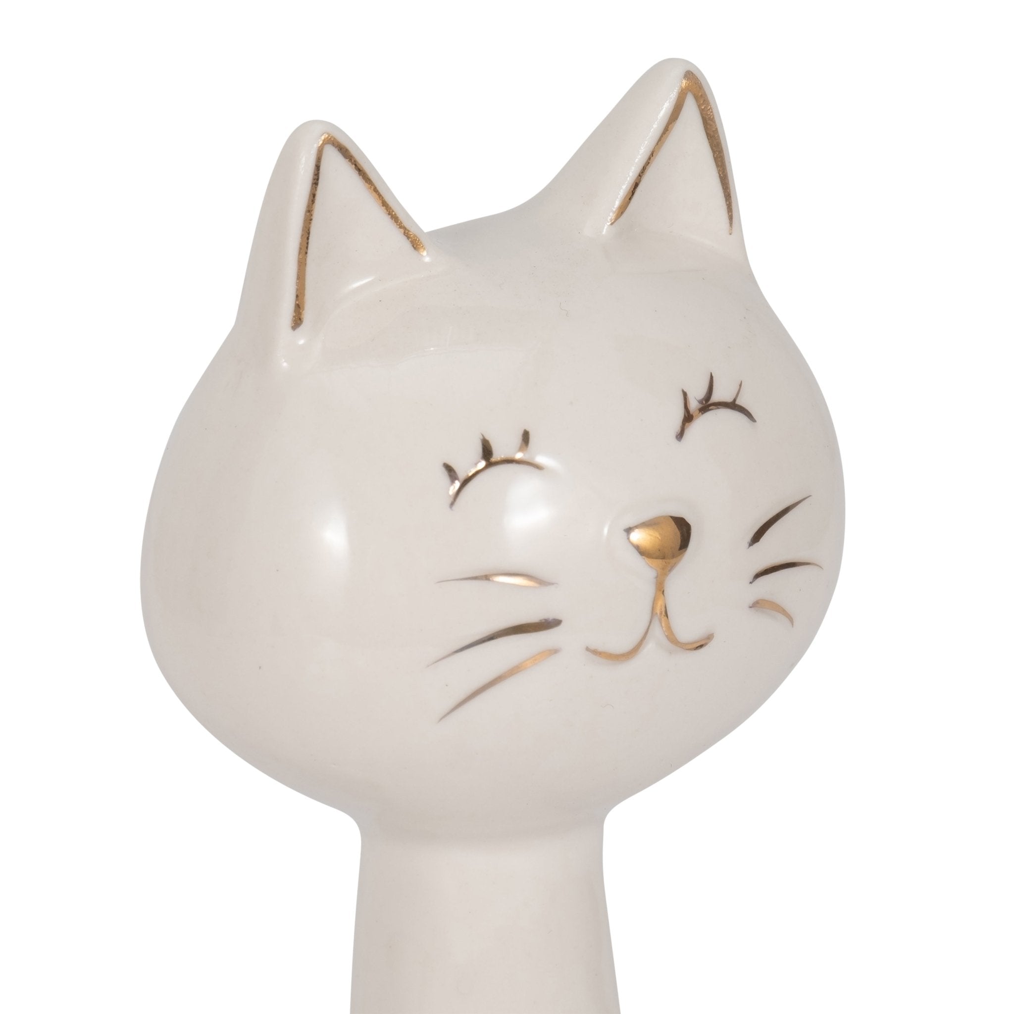 9" Sitting Kitty, White/gold Table Decors| Sagebrook Home