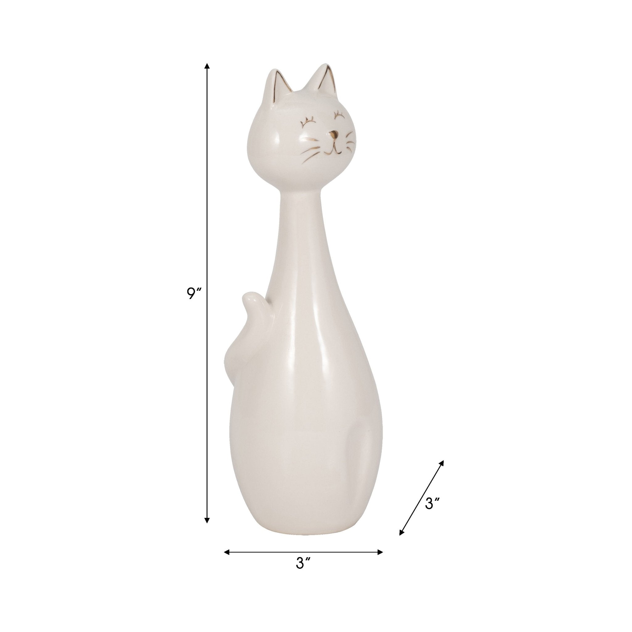 9" Sitting Kitty, White/gold Table Decors| Sagebrook Home