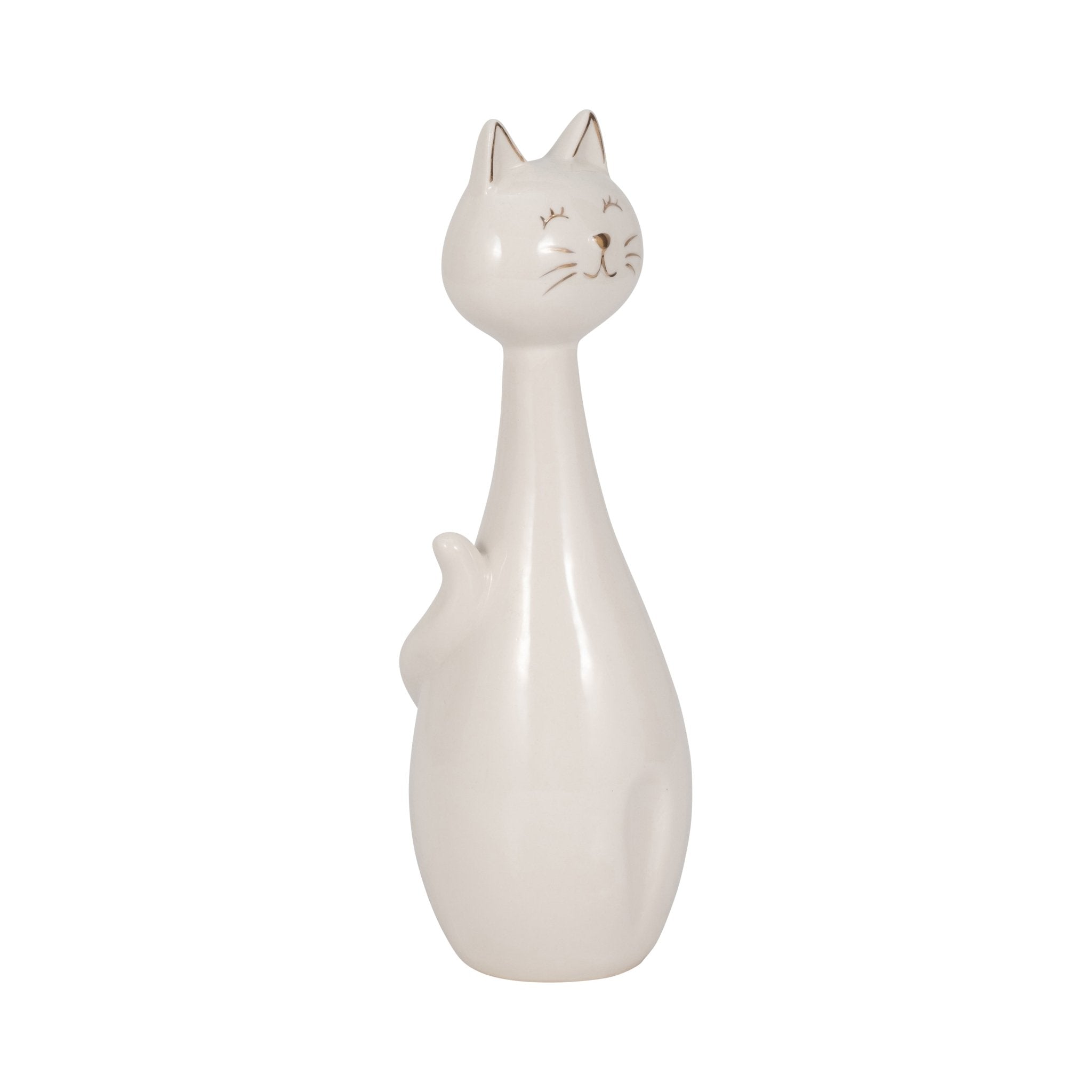 9" Sitting Kitty, White/gold Table Decors| Sagebrook Home