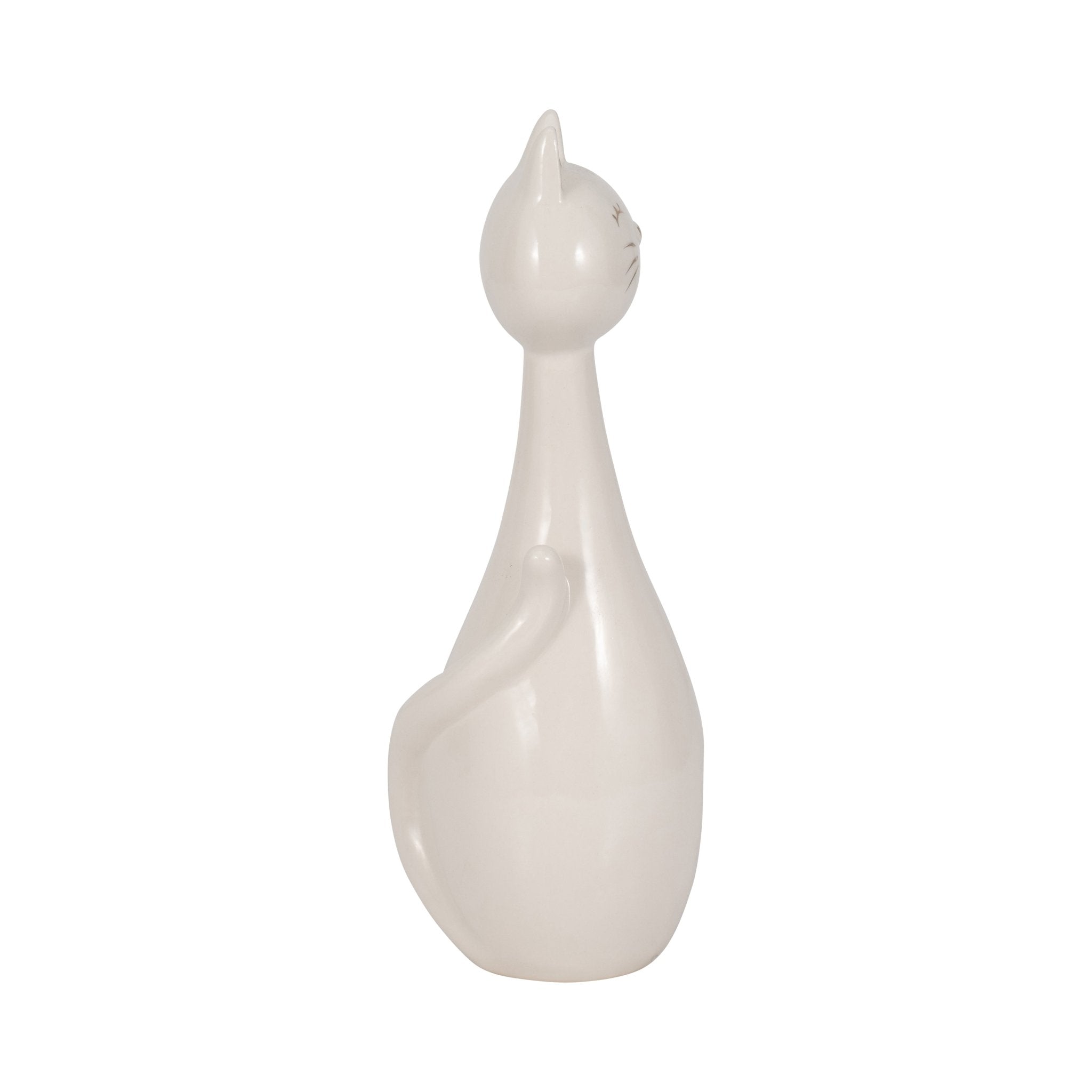 9" Sitting Kitty, White/gold Table Decors| Sagebrook Home