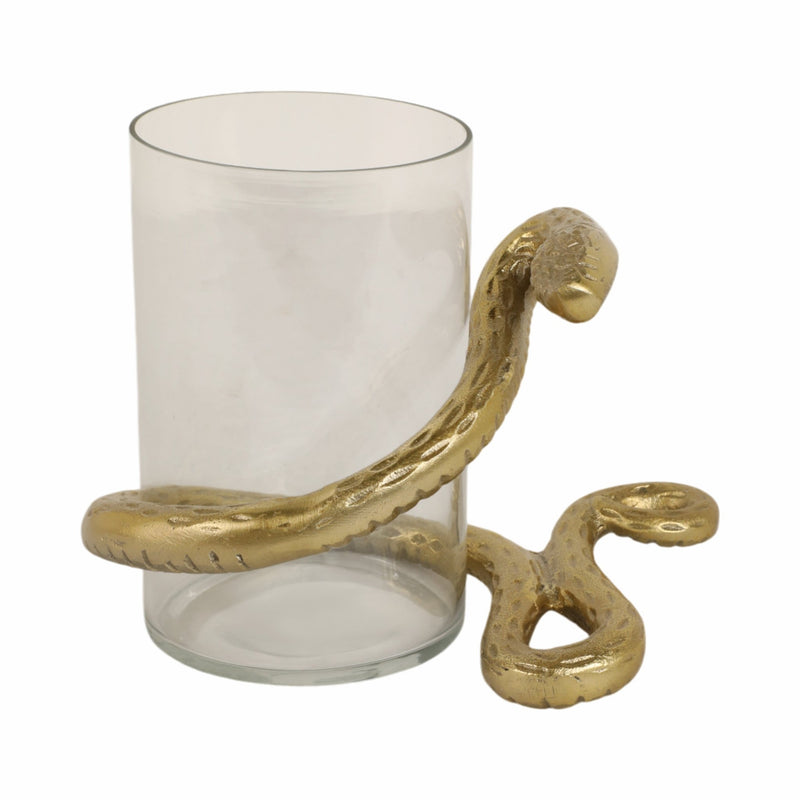 9" Snake Around Pillar Holder, Gold - Al Rugaib Furniture