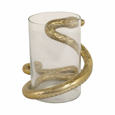 9" Snake Around Pillar Holder, Gold - Al Rugaib Furniture