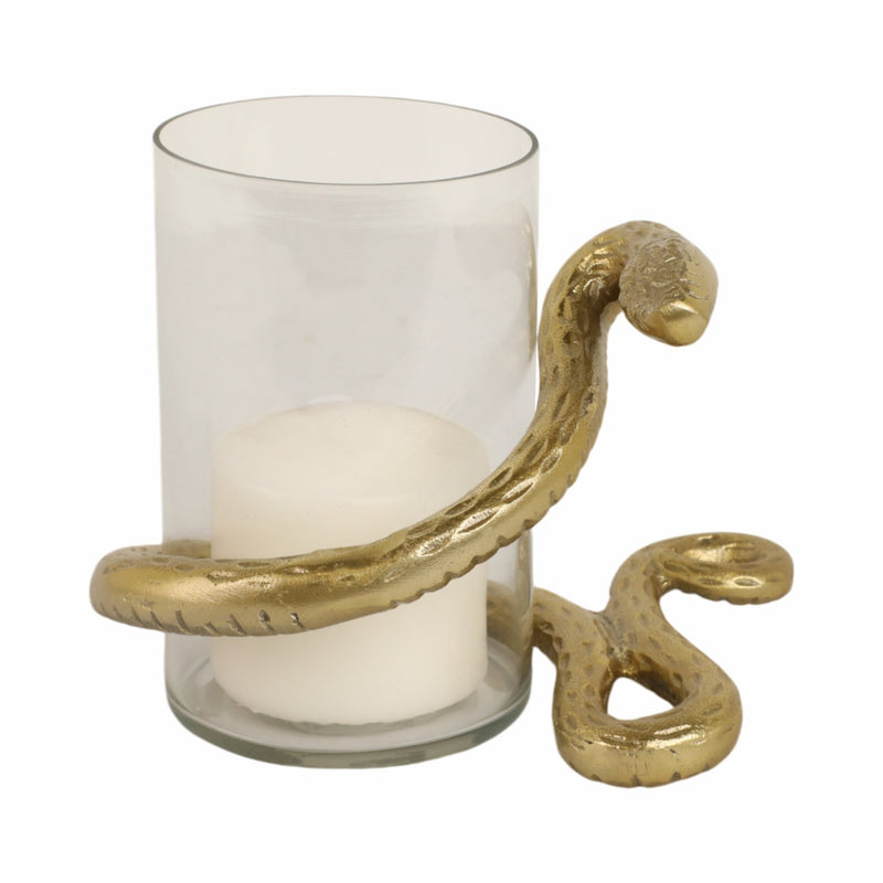 9" Snake Around Pillar Holder, Gold - Al Rugaib Furniture
