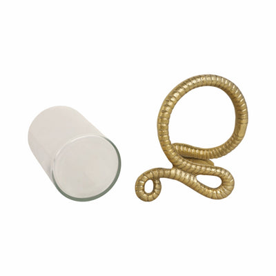 9" Snake Around Pillar Holder, Gold - Al Rugaib Furniture