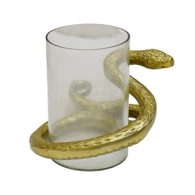9" Snake Around Pillar Holder, Gold - Al Rugaib Furniture