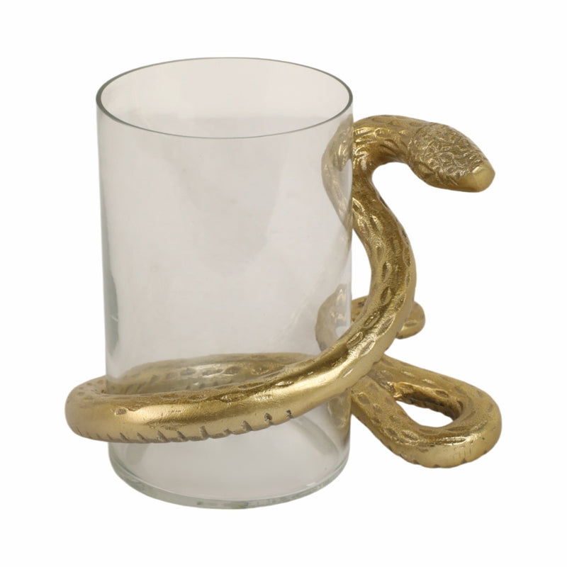 9" Snake Around Pillar Holder, Gold - Al Rugaib Furniture