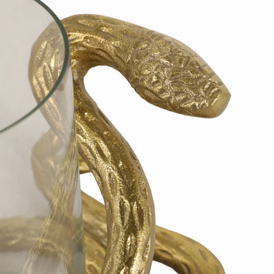 9" Snake Around Pillar Holder, Gold - Al Rugaib Furniture