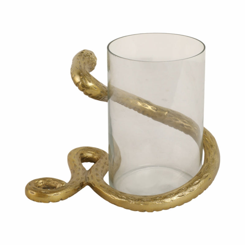 9" Snake Around Pillar Holder, Gold - Al Rugaib Furniture