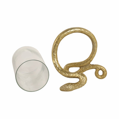 9" Snake Around Pillar Holder, Gold - Al Rugaib Furniture