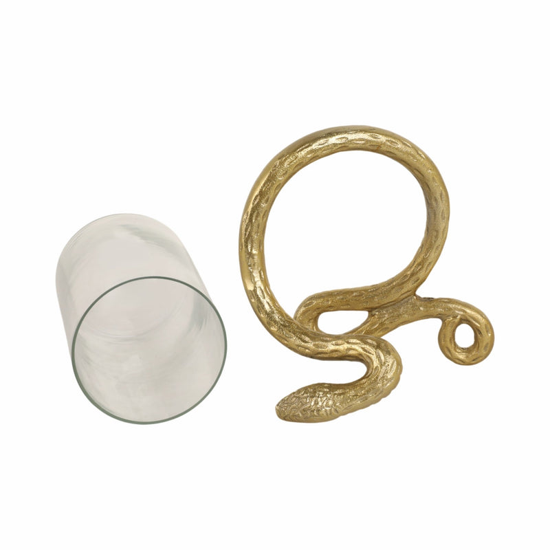 9" Snake Around Pillar Holder, Gold - Al Rugaib Furniture