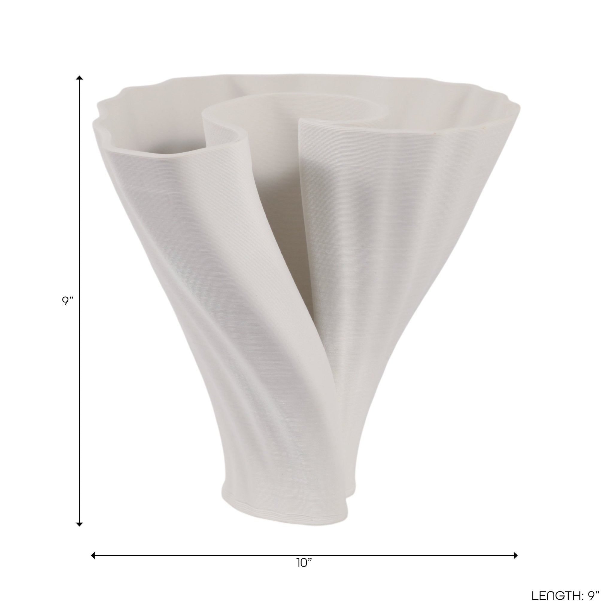 9" Spire Short And Wide 3d Printed Vase, White Vases and Jars| Sagebrook Home
