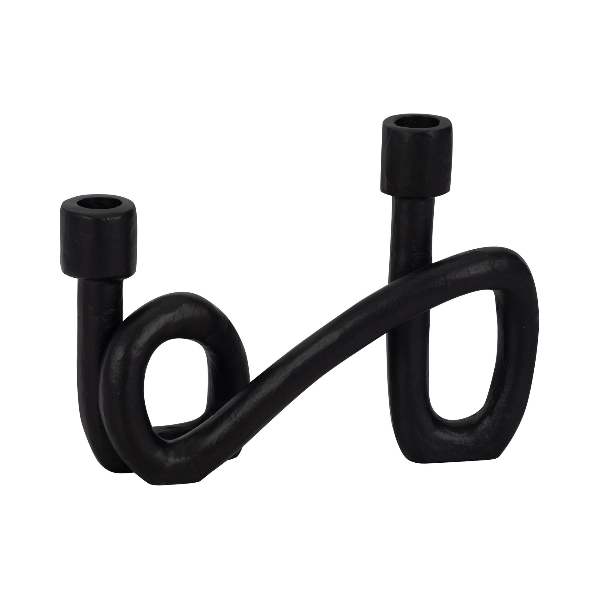 9" Swirled 2 Taper Candleholder, Black Candle Holders| Sagebrook Home