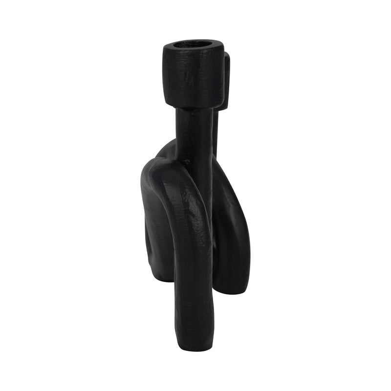 9" Swirled 2 Taper Candleholder, Black - Al Rugaib Furniture