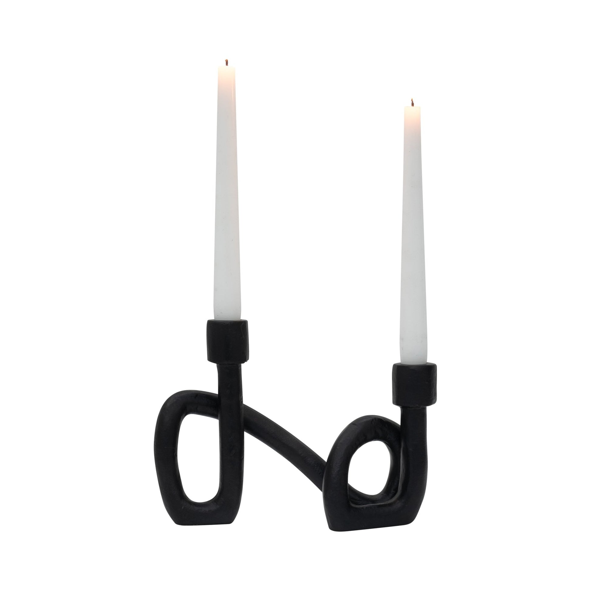 9" Swirled 2 Taper Candleholder, Black Candle Holders| Sagebrook Home