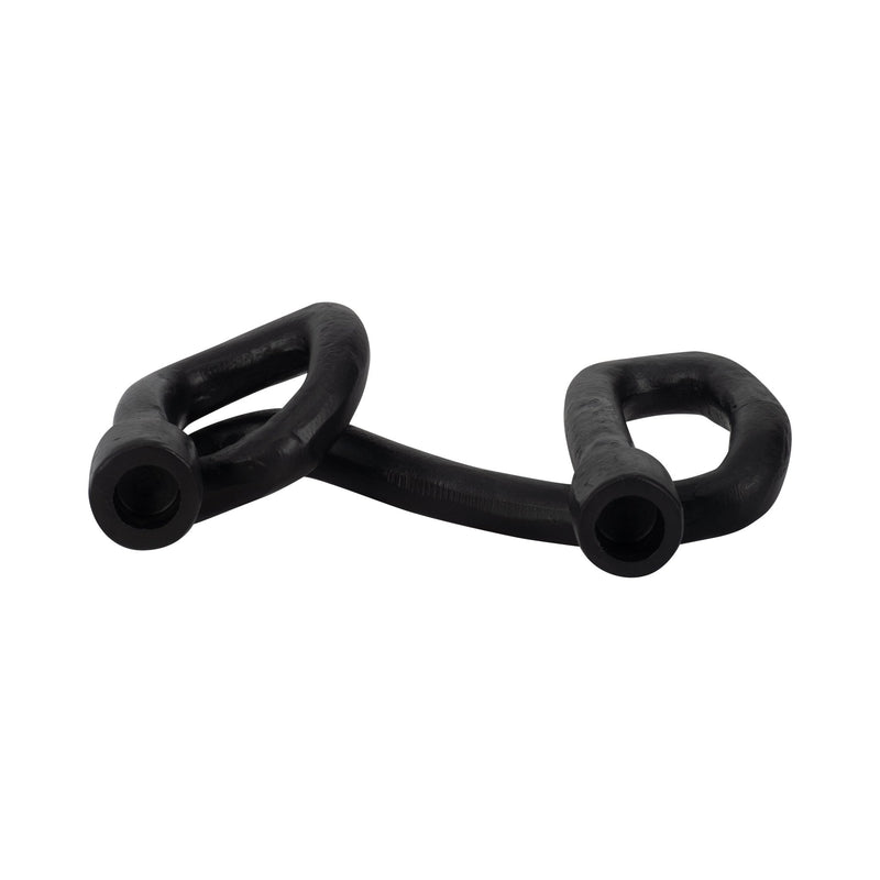 9" Swirled 2 Taper Candleholder, Black - Al Rugaib Furniture