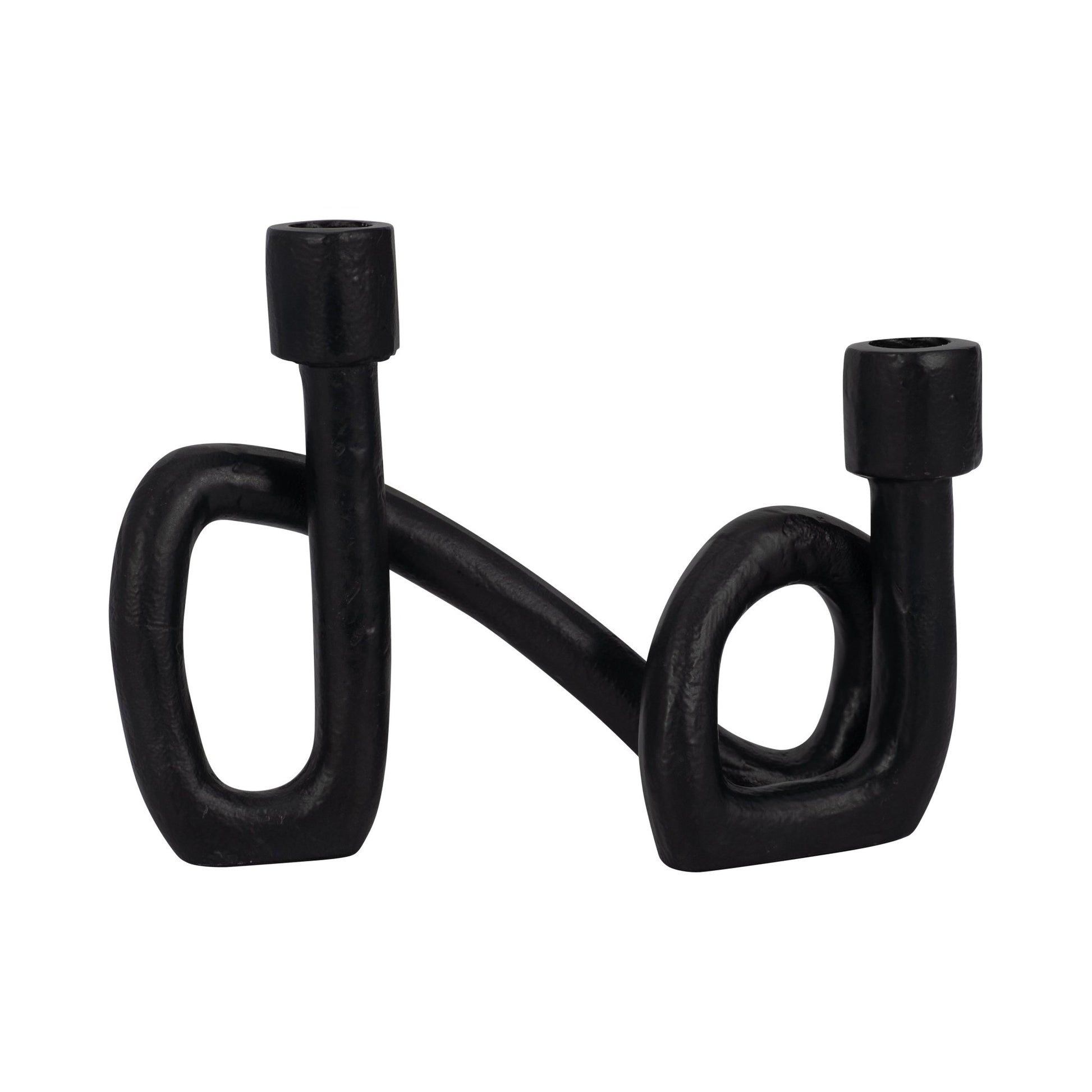 9" Swirled 2 Taper Candleholder, Black Candle Holders| Sagebrook Home