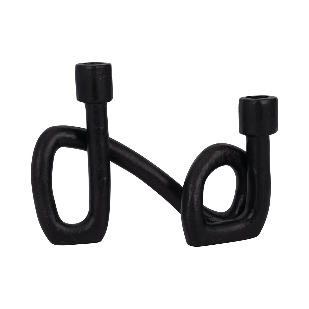 9" Swirled 2 Taper Candleholder, Black Candle Holders| Sagebrook Home