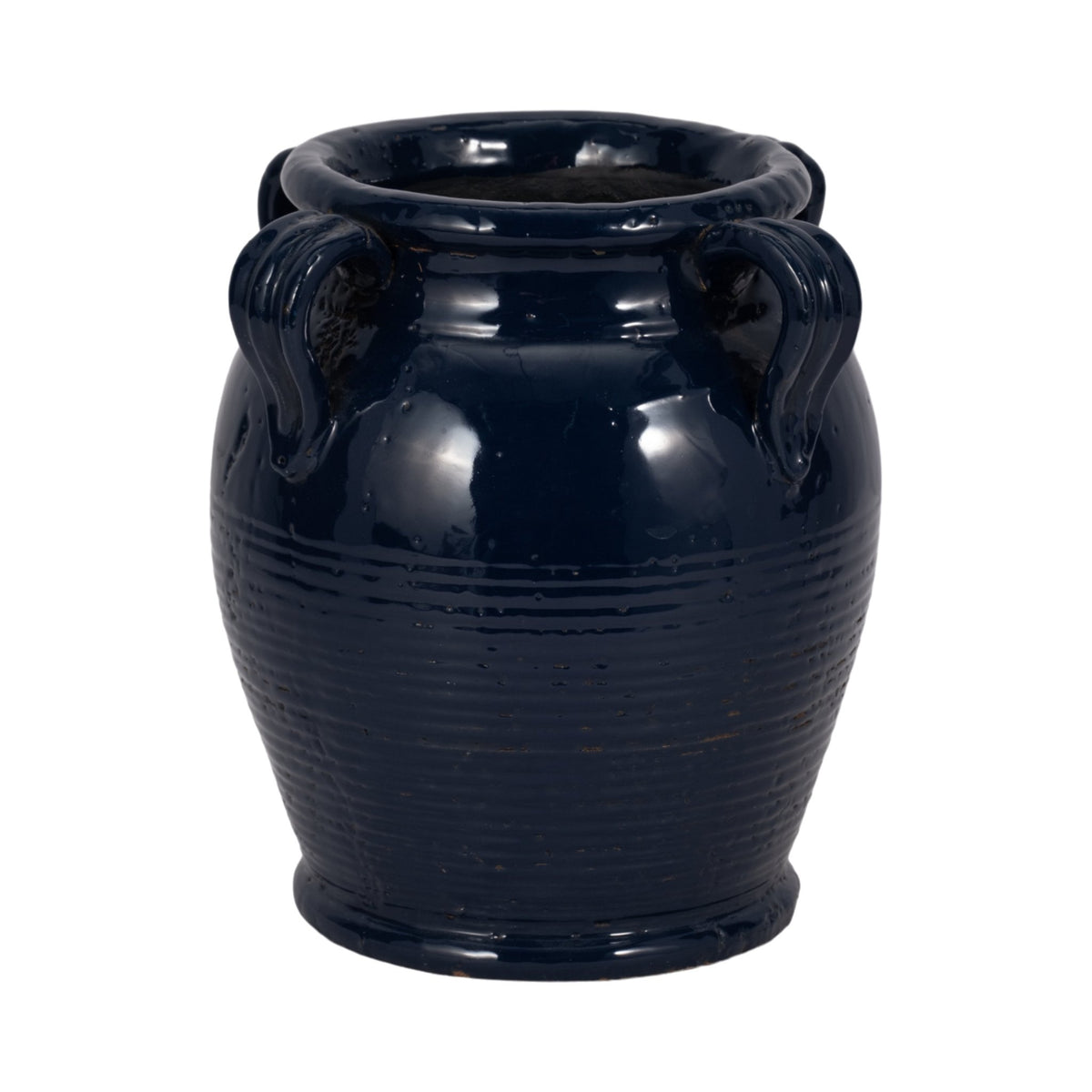 9" Terracotta Vase With Handles, Navy Blue Vases and Jars| Sagebrook Home