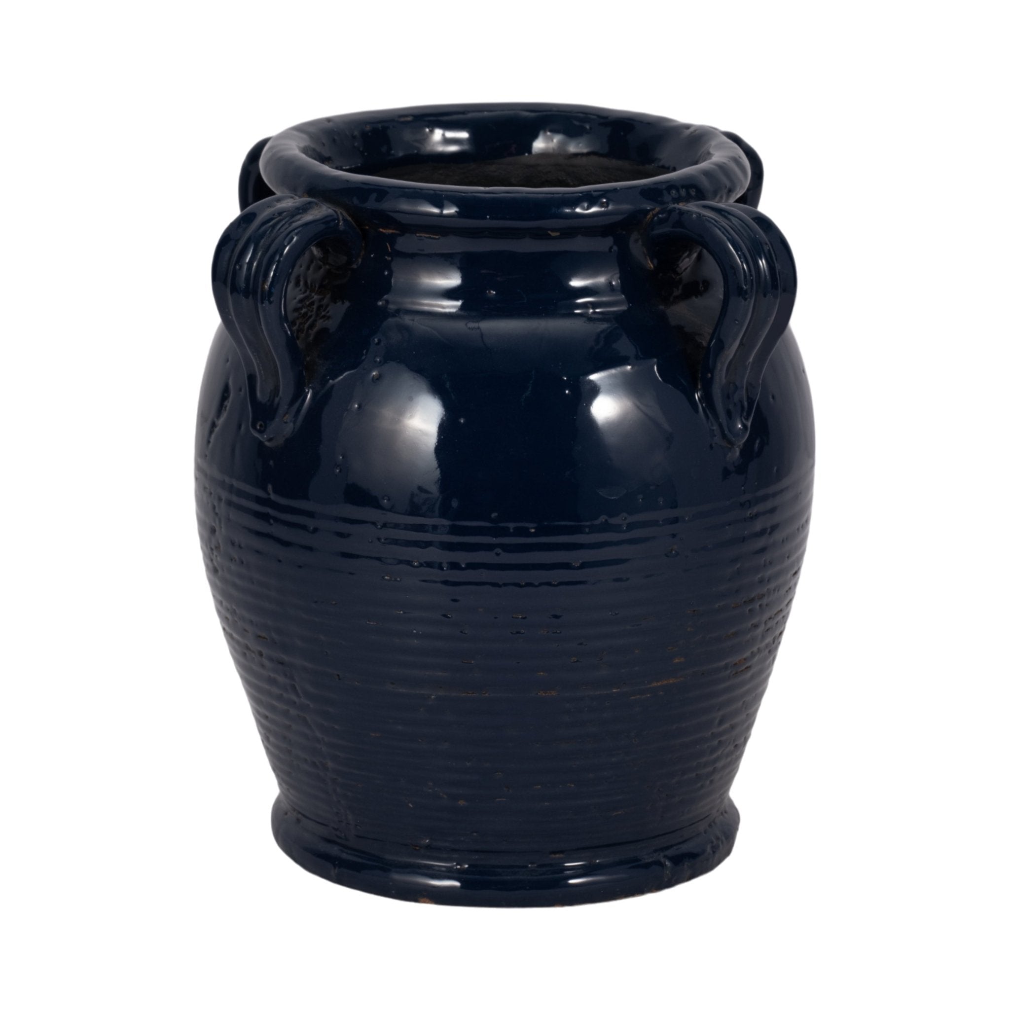 9" Terracotta Vase With Handles, Navy Blue Vases and Jars| Sagebrook Home