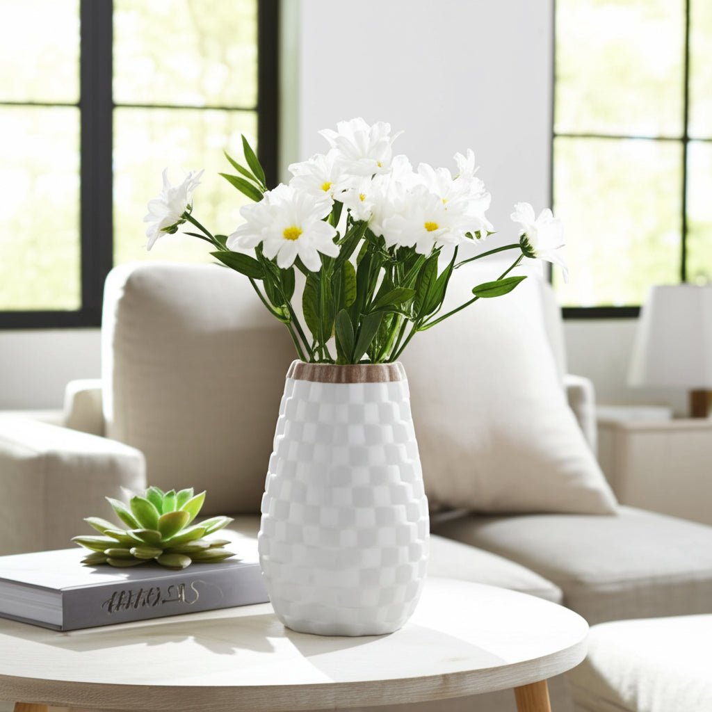 9" Textured Vase, White Vases and Jars| Sagebrook Home