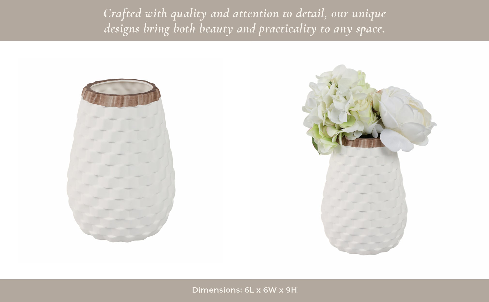 9" Textured Vase, White Vases and Jars| Sagebrook Home