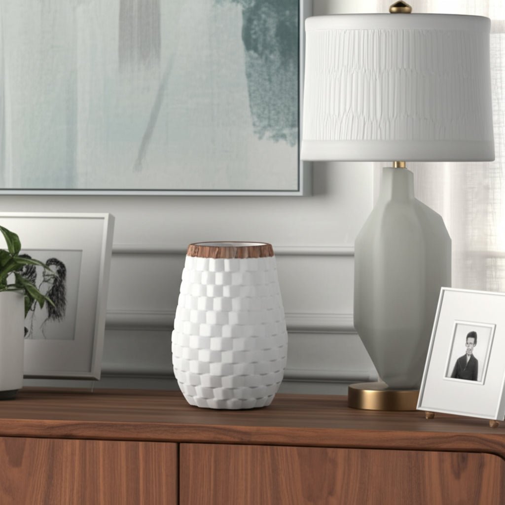 9" Textured Vase, White Vases and Jars| Sagebrook Home