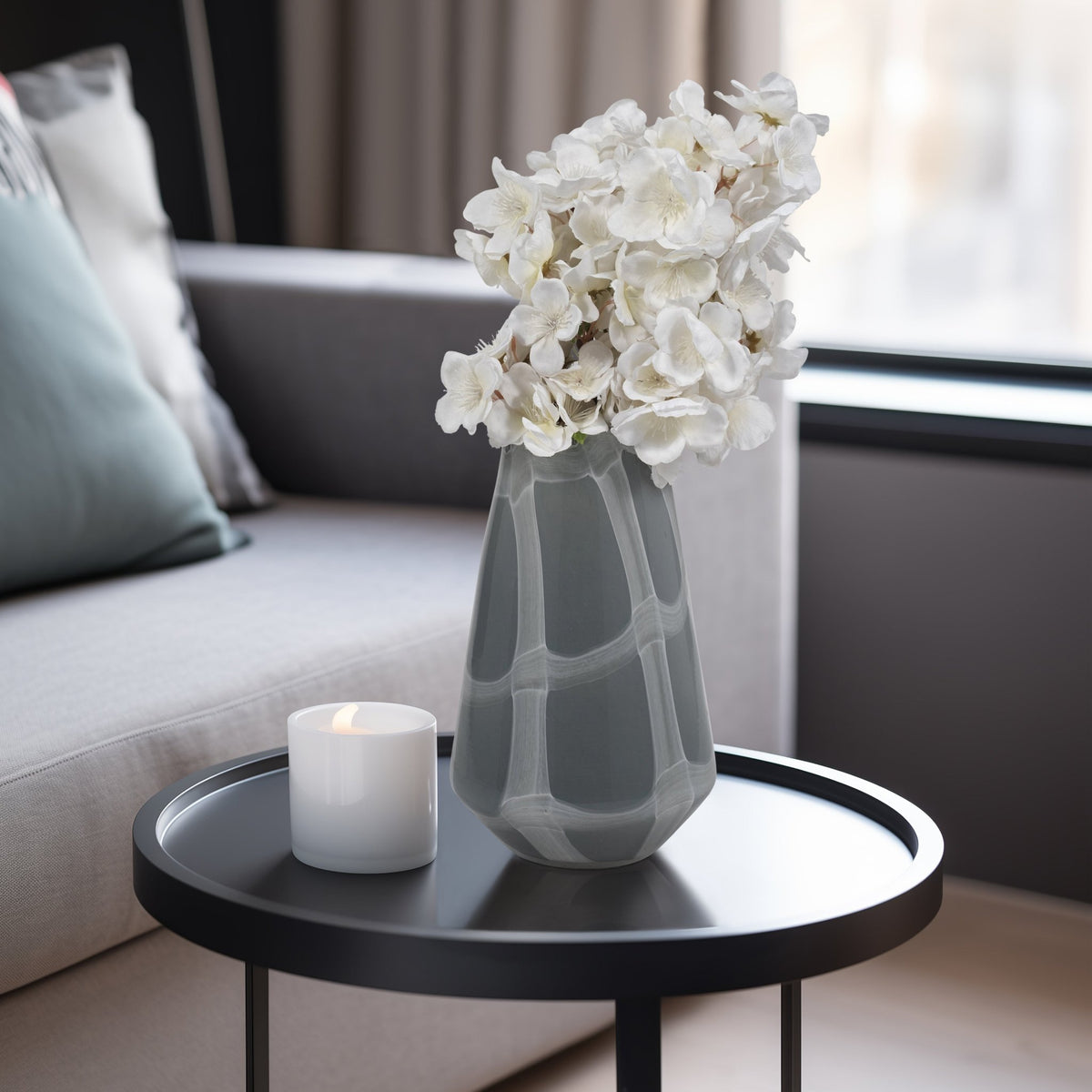 9" VICTORIA MEDIUM GRAY GLASS VASE Vases and Jars| Sagebrook Home