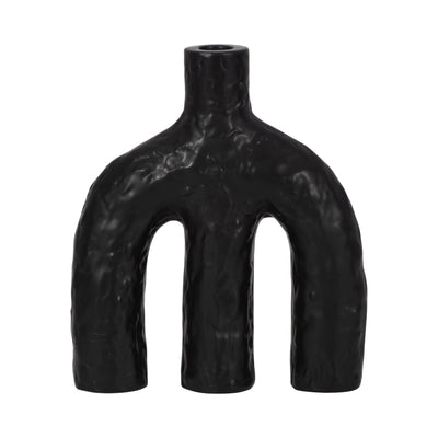 9" Volcano Texture Double Arched Taper Holder, Bla - Al Rugaib Furniture