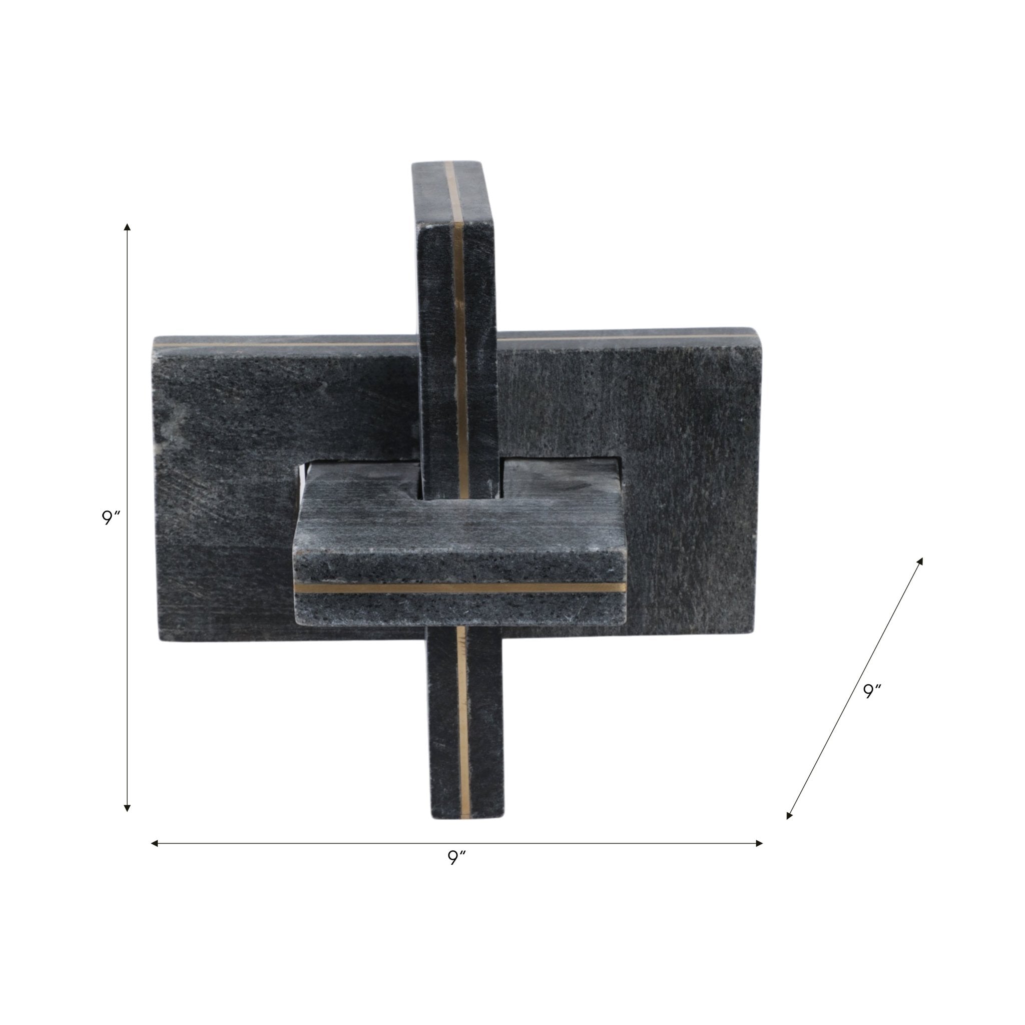 9" Walton Large Black Marble And Brass Knot Table Decors| Sagebrook Home