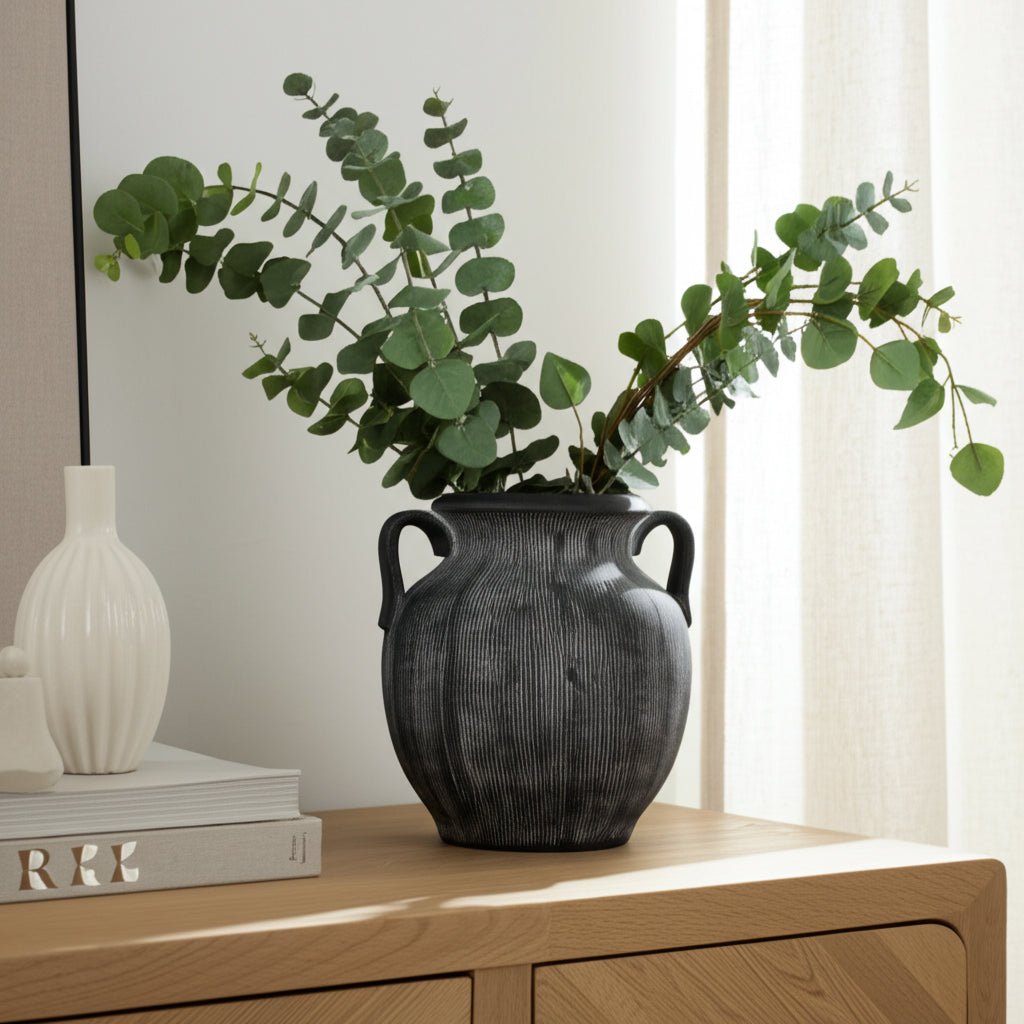 9" Weathered Jug With Handles, Black Vases and Jars| Sagebrook Home