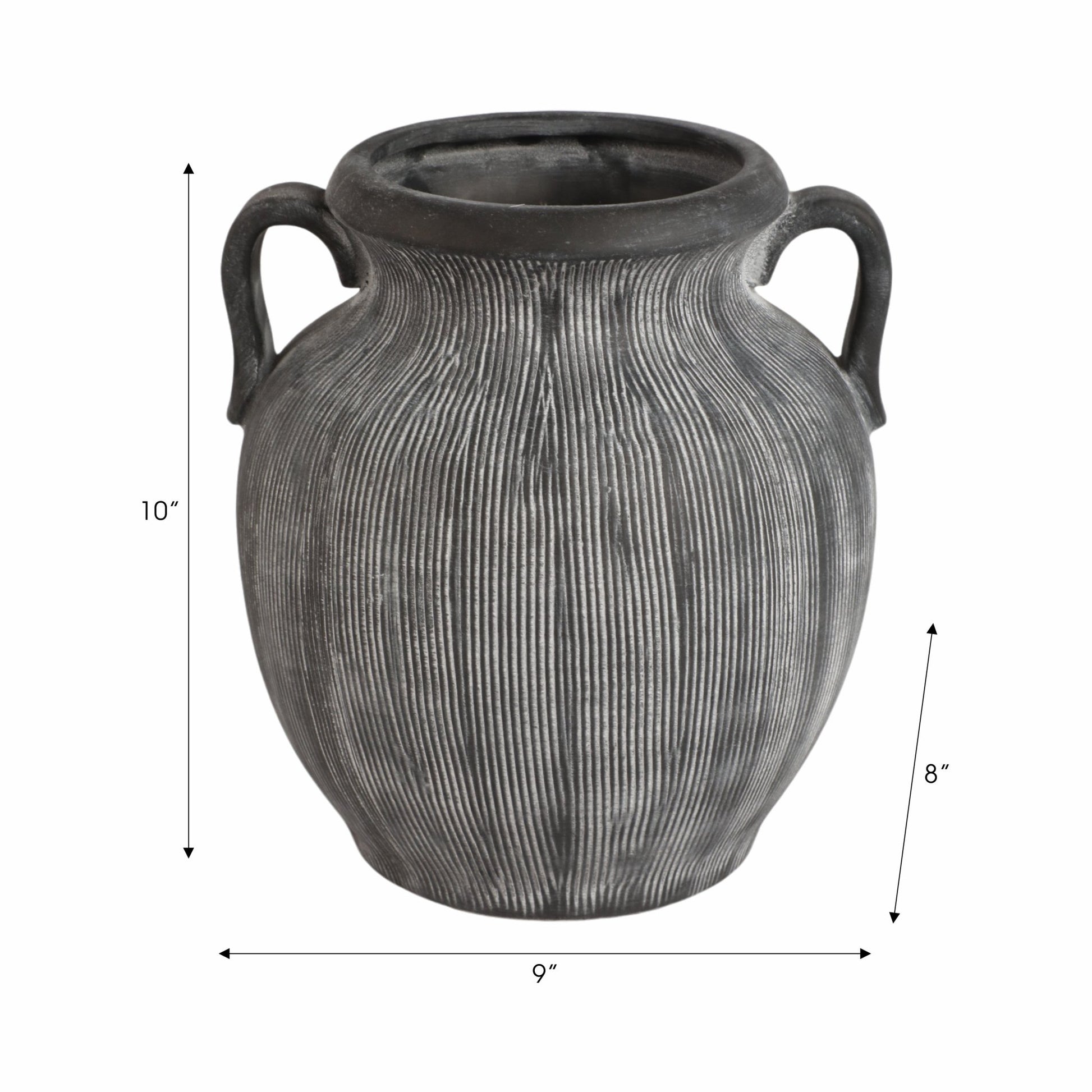 9" Weathered Jug With Handles, Black Vases and Jars| Sagebrook Home