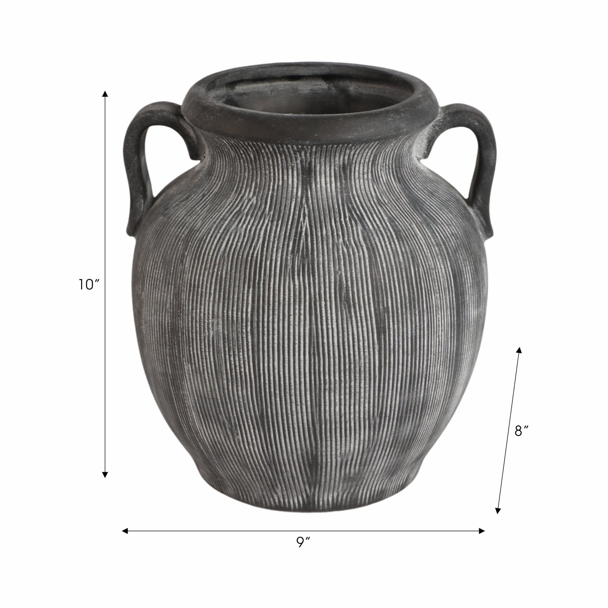 9" Weathered Jug With Handles, Black Vases and Jars| Sagebrook Home