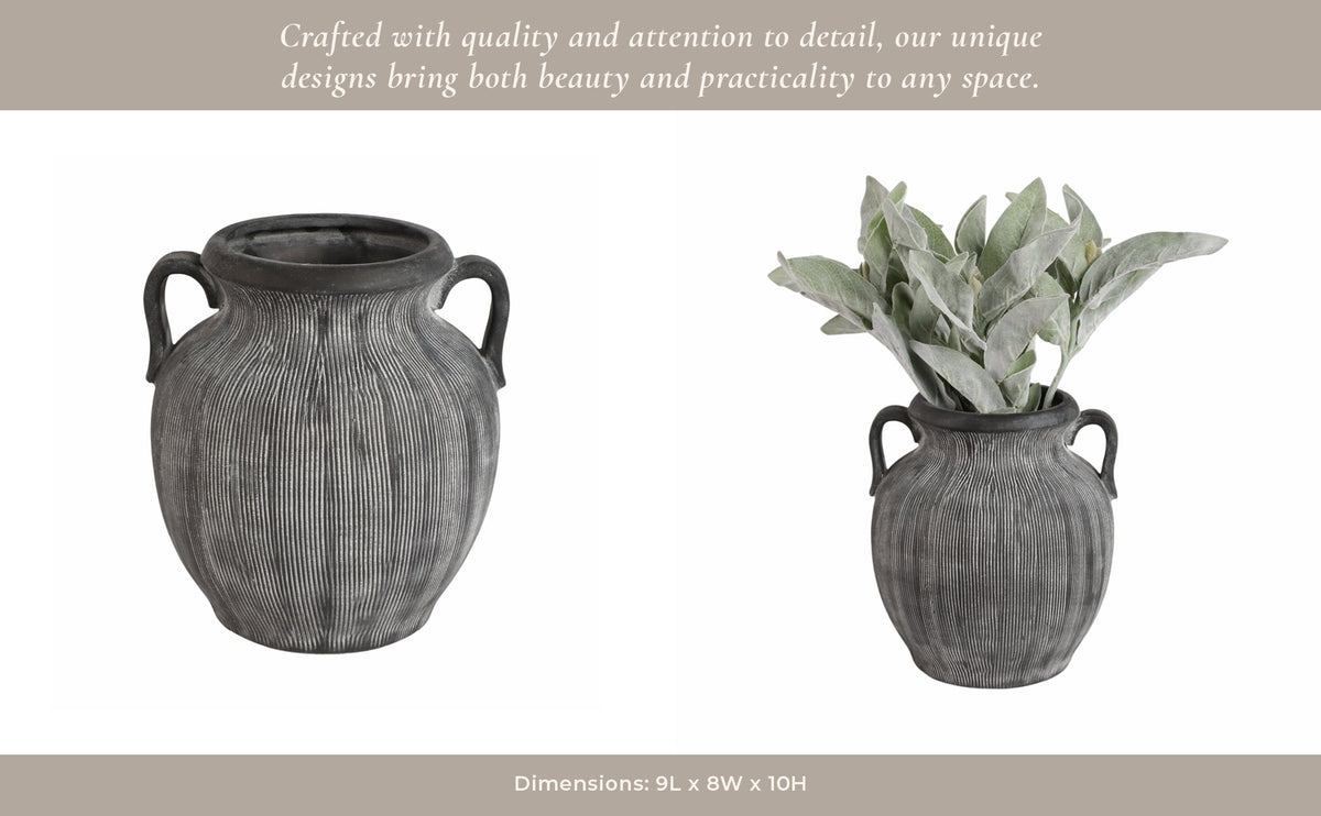 9" Weathered Jug With Handles, Black Vases and Jars| Sagebrook Home