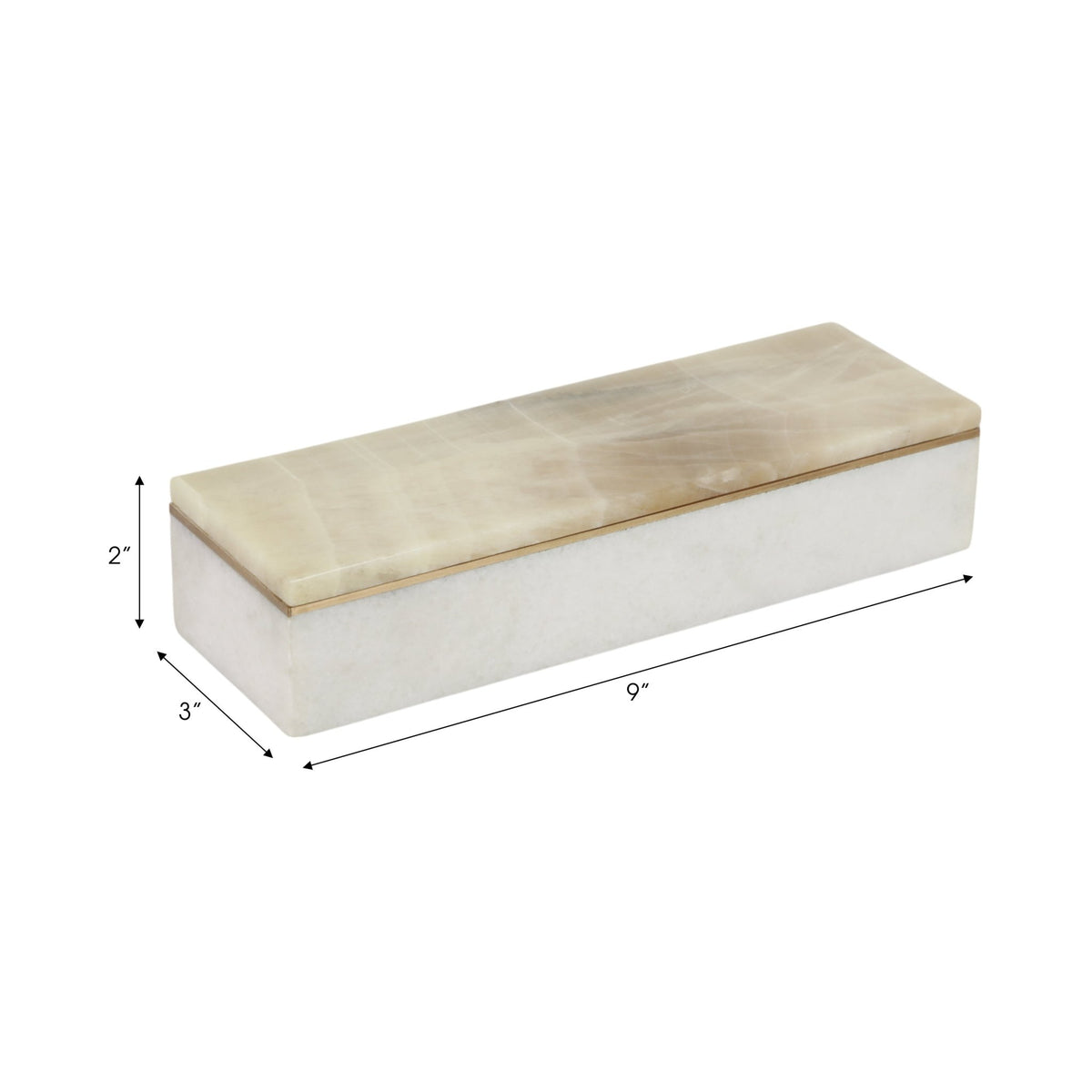 9" White Onyx And Brass Box Table Decors| Sagebrook Home