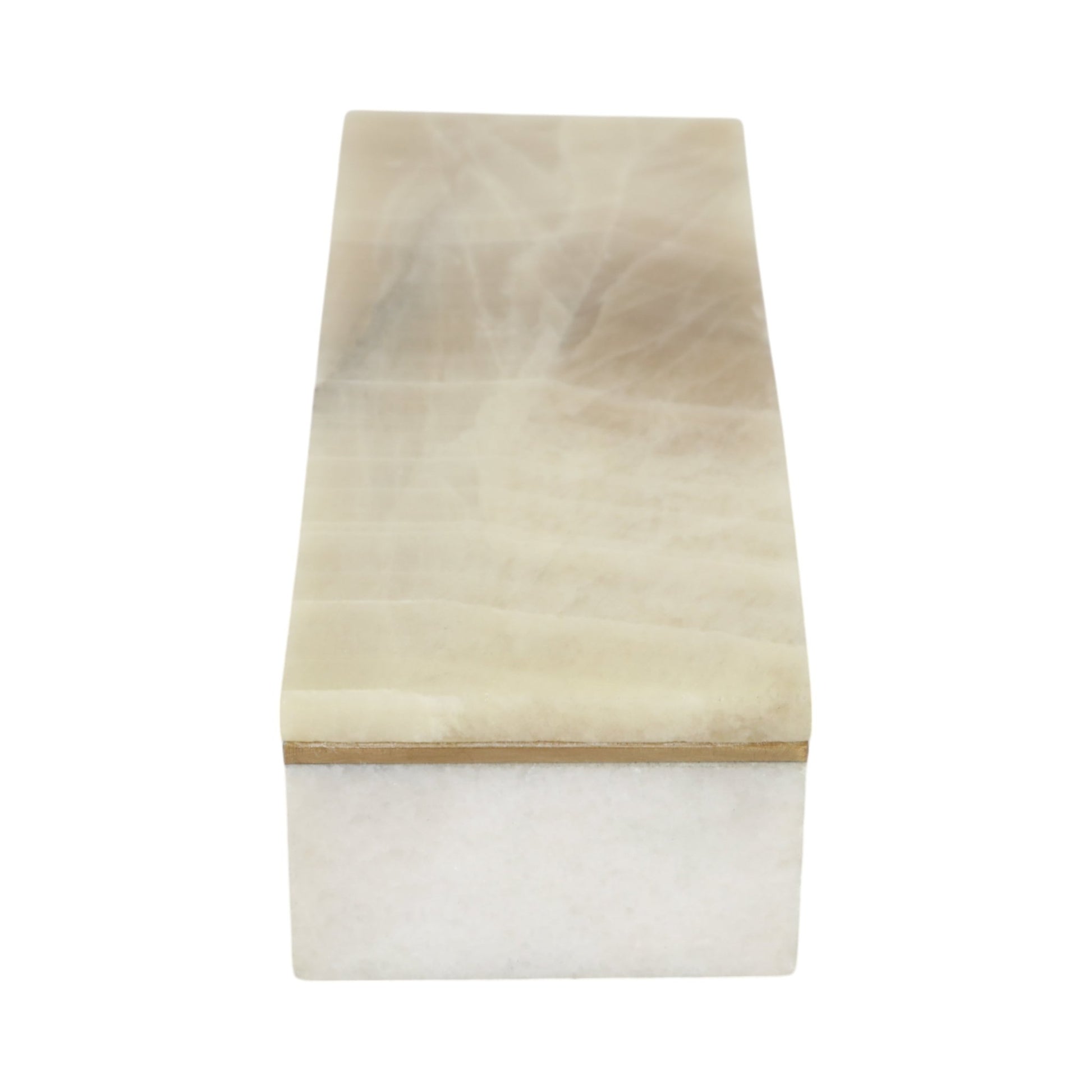 9" White Onyx And Brass Box Table Decors| Sagebrook Home