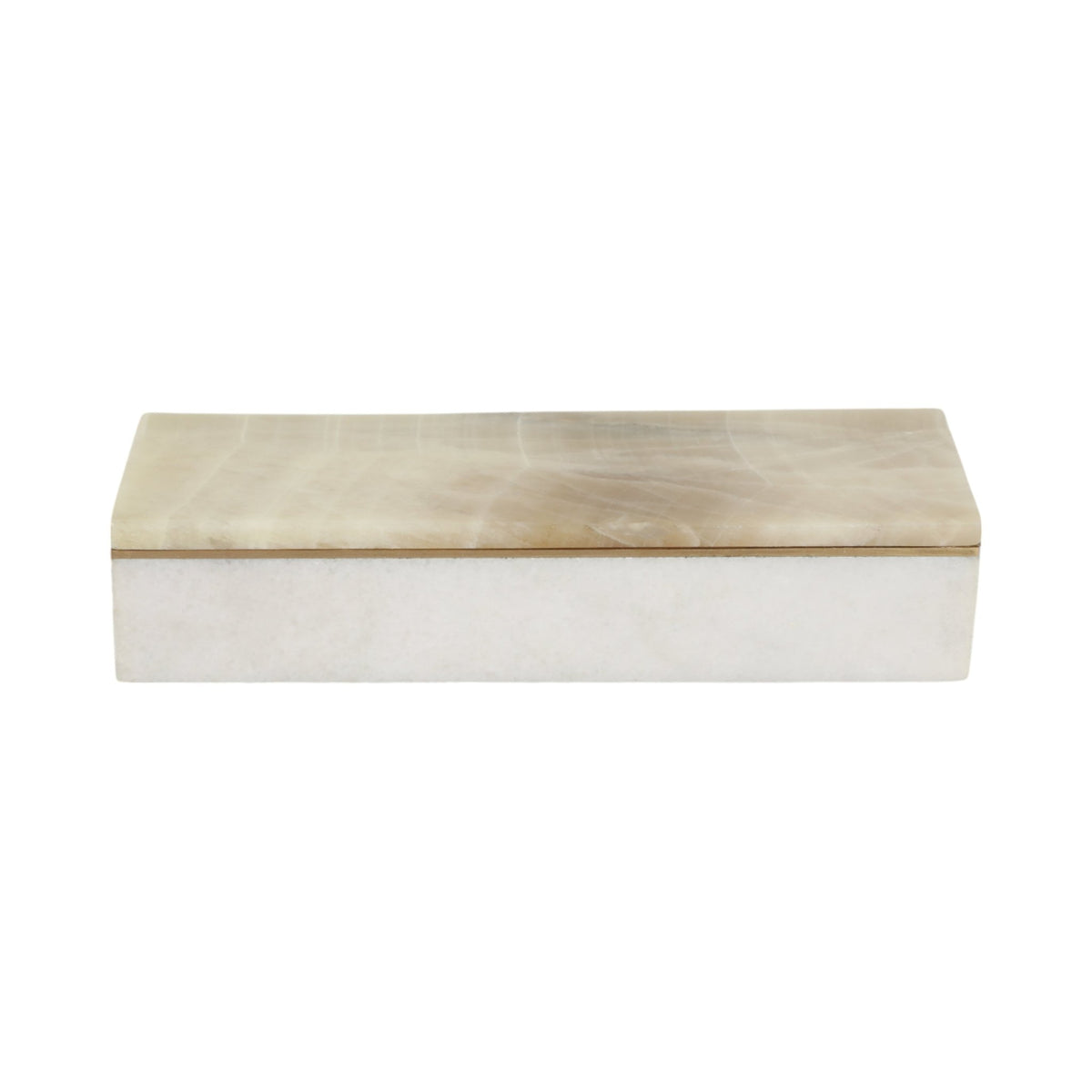 9" White Onyx And Brass Box Table Decors| Sagebrook Home