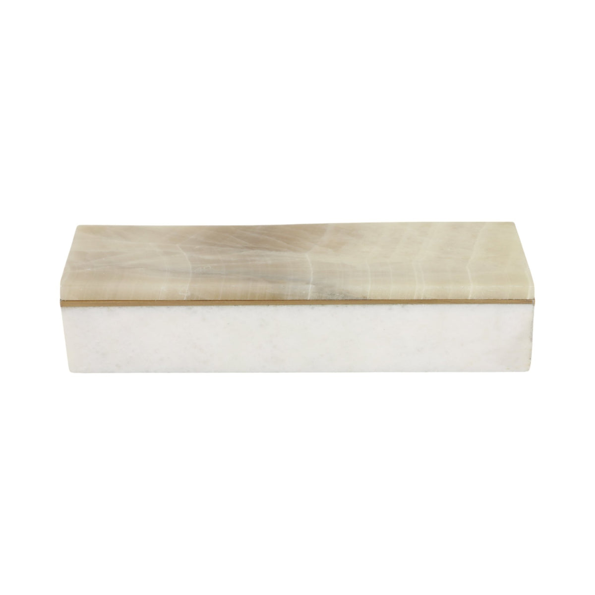 9" White Onyx And Brass Box Table Decors| Sagebrook Home