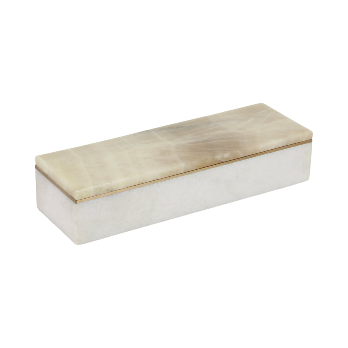 9" White Onyx And Brass Box Table Decors| Sagebrook Home
