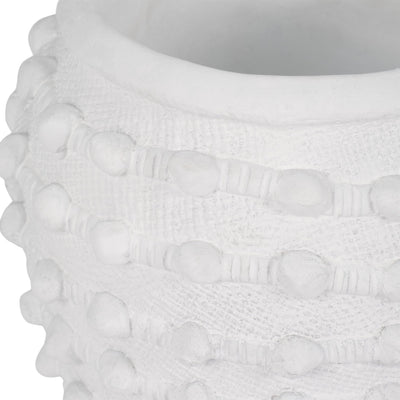 9" Woven Knot Planter, White - Al Rugaib Furniture
